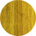 Round Abstract Yellow Contemporary Rug, con2039yw