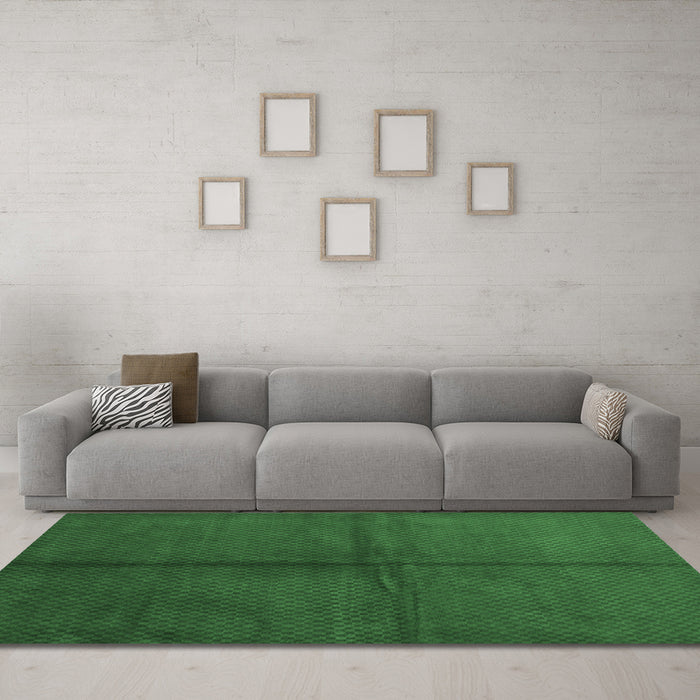 Machine Washable Abstract Emerald Green Contemporary Area Rugs in a Living Room,, wshcon2040emgrn