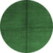 Round Abstract Emerald Green Contemporary Rug, con2040emgrn