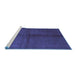 Sideview of Machine Washable Abstract Blue Contemporary Rug, wshcon2040blu