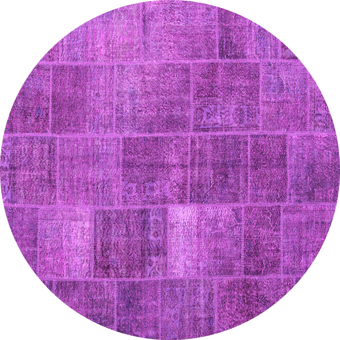 Round Patchwork Pink Transitional Rug, con2041pnk