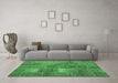 Machine Washable Patchwork Emerald Green Transitional Area Rugs in a Living Room,, wshcon2041emgrn