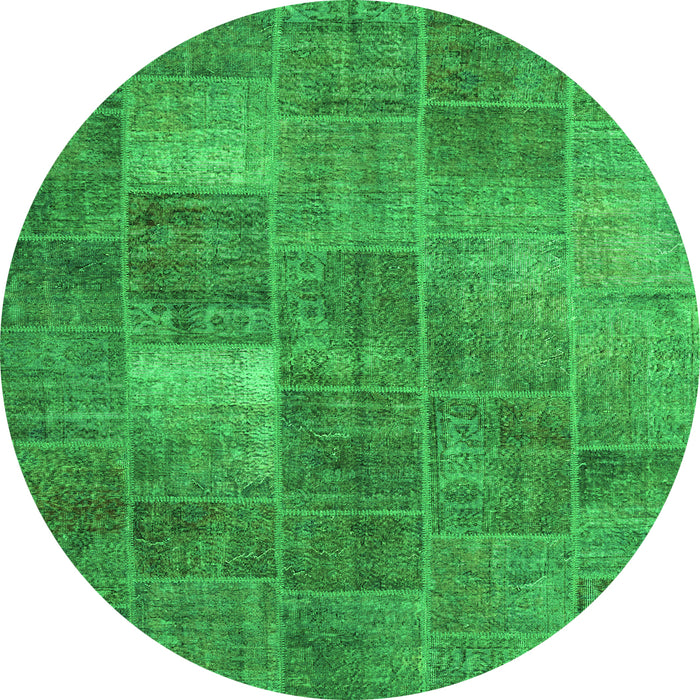 Machine Washable Patchwork Green Transitional Area Rugs, wshcon2041grn