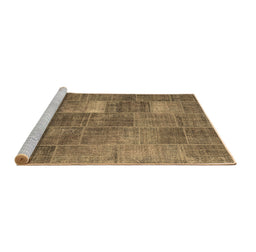 Sideview of Machine Washable Patchwork Brown Transitional Rug, wshcon2041brn