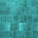 Square Machine Washable Patchwork Turquoise Transitional Area Rugs, wshcon2041turq