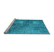 Sideview of Machine Washable Patchwork Light Blue Transitional Rug, wshcon2041lblu