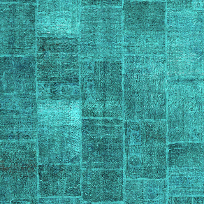 Machine Washable Patchwork Turquoise Transitional Area Rugs, wshcon2041turq