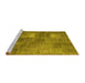 Sideview of Machine Washable Patchwork Yellow Transitional Rug, wshcon2041yw