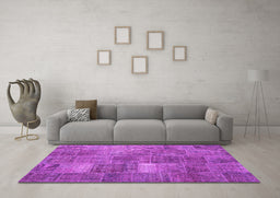 Machine Washable Patchwork Pink Transitional Rug in a Living Room, wshcon2041pnk