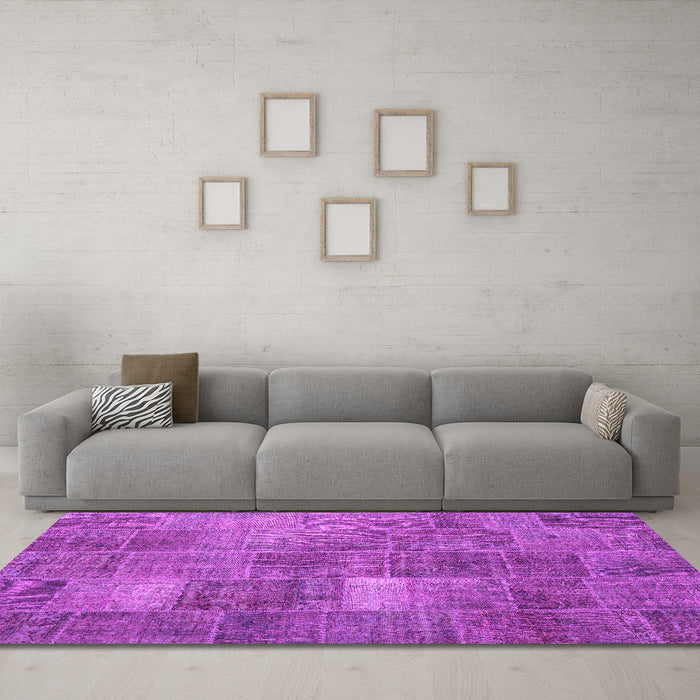 Machine Washable Patchwork Pink Transitional Rug in a Living Room, wshcon2041pnk