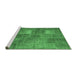 Sideview of Machine Washable Patchwork Emerald Green Transitional Area Rugs, wshcon2041emgrn