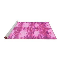 Sideview of Machine Washable Abstract Pink Contemporary Rug, wshcon2042pnk