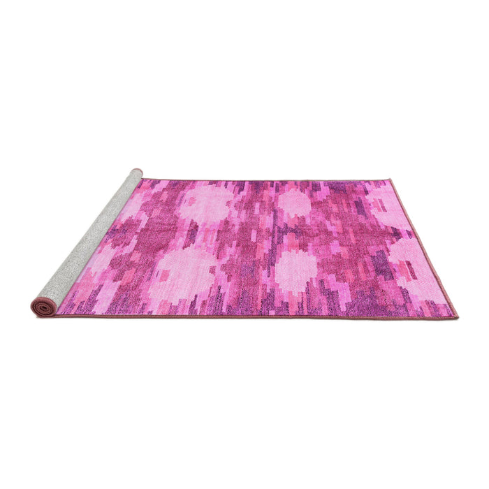 Sideview of Machine Washable Abstract Pink Contemporary Rug, wshcon2042pnk