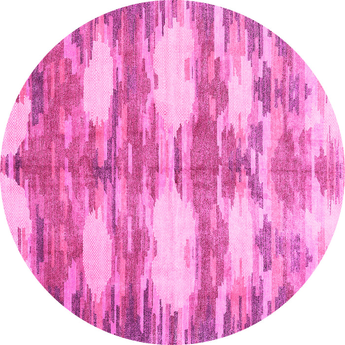 Round Abstract Pink Contemporary Rug, con2042pnk