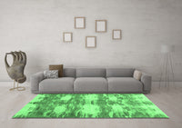 Machine Washable Abstract Emerald Green Contemporary Rug, wshcon2042emgrn
