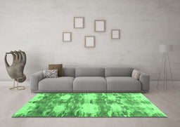 Machine Washable Abstract Emerald Green Contemporary Area Rugs in a Living Room,, wshcon2042emgrn