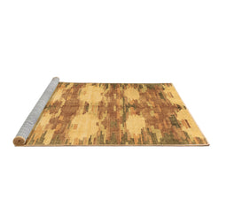 Sideview of Machine Washable Abstract Brown Contemporary Rug, wshcon2042brn