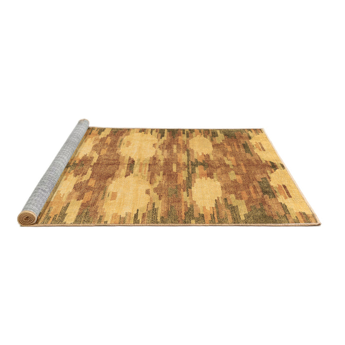 Sideview of Machine Washable Abstract Brown Contemporary Rug, wshcon2042brn