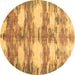 Round Abstract Brown Contemporary Rug, con2042brn