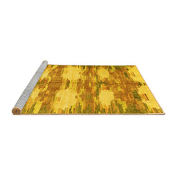 Sideview of Machine Washable Abstract Yellow Contemporary Rug, wshcon2042yw