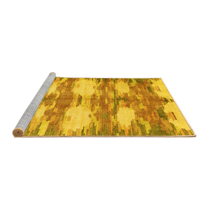 Sideview of Machine Washable Abstract Yellow Contemporary Rug, wshcon2042yw
