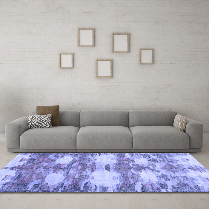 Machine Washable Abstract Blue Contemporary Rug in a Living Room, wshcon2042blu