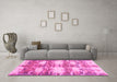 Machine Washable Abstract Pink Contemporary Rug in a Living Room, wshcon2042pnk