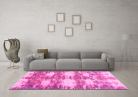 Machine Washable Abstract Pink Contemporary Rug, wshcon2042pnk