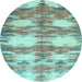 Round Machine Washable Abstract Light Blue Contemporary Rug, wshcon2042lblu