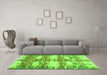 Machine Washable Abstract Green Contemporary Area Rugs in a Living Room,, wshcon2042grn