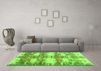 Machine Washable Abstract Green Contemporary Rug, wshcon2042grn