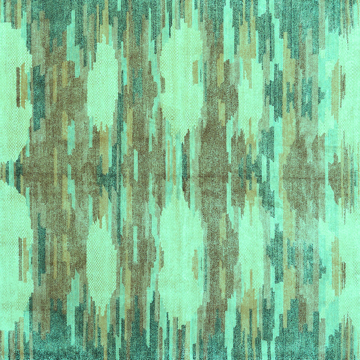 Square Machine Washable Abstract Turquoise Contemporary Area Rugs, wshcon2042turq
