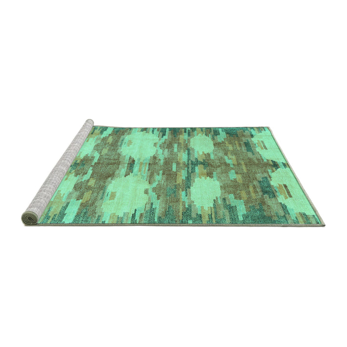 Sideview of Machine Washable Abstract Turquoise Contemporary Area Rugs, wshcon2042turq