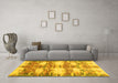 Machine Washable Abstract Yellow Contemporary Rug in a Living Room, wshcon2042yw