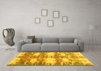 Machine Washable Abstract Yellow Contemporary Rug, wshcon2042yw