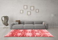 Machine Washable Abstract Red Contemporary Rug, wshcon2042red