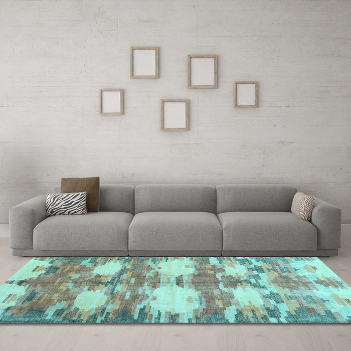 Machine Washable Abstract Light Blue Contemporary Rug in a Living Room, wshcon2042lblu