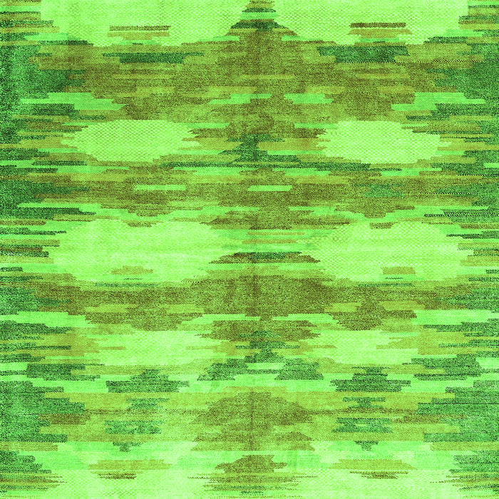 Round Machine Washable Abstract Green Contemporary Area Rugs, wshcon2042grn