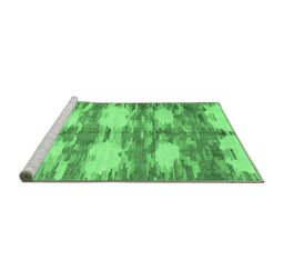 Sideview of Machine Washable Abstract Emerald Green Contemporary Area Rugs, wshcon2042emgrn