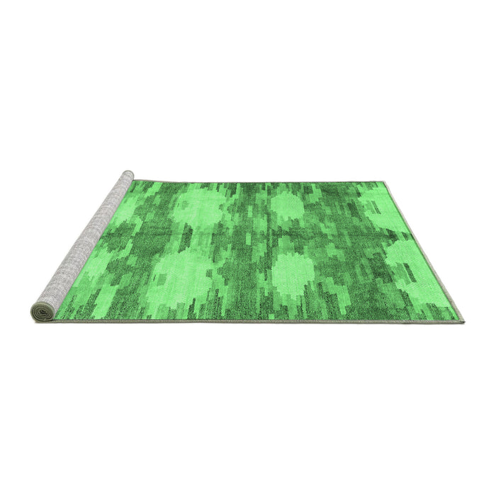 Sideview of Machine Washable Abstract Emerald Green Contemporary Area Rugs, wshcon2042emgrn