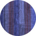 Round Abstract Blue Contemporary Rug, con2043blu