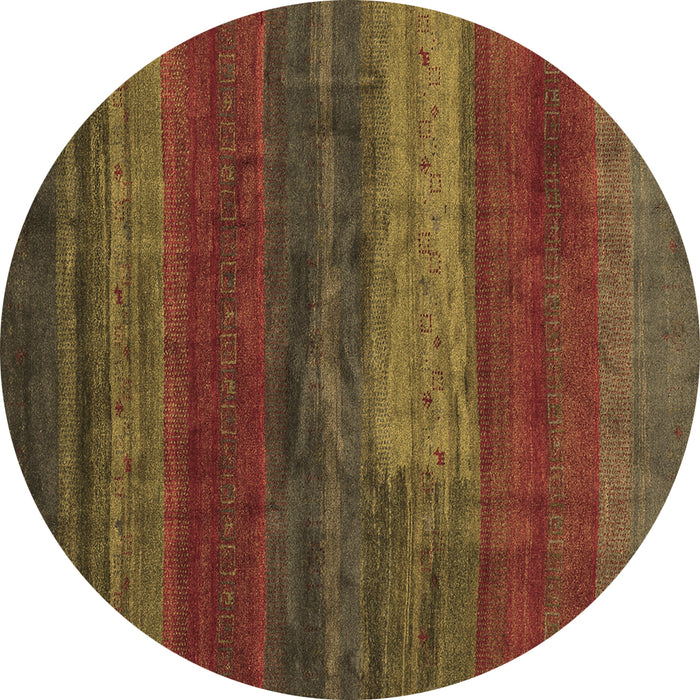Round Abstract Brown Contemporary Rug, con2043brn