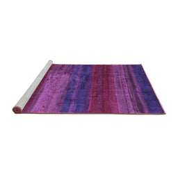 Sideview of Machine Washable Abstract Purple Contemporary Area Rugs, wshcon2043pur