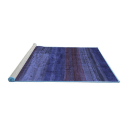 Sideview of Machine Washable Abstract Blue Contemporary Rug, wshcon2043blu