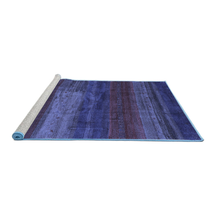 Sideview of Machine Washable Abstract Blue Contemporary Rug, wshcon2043blu