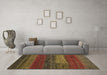 Machine Washable Abstract Brown Contemporary Rug in a Living Room,, wshcon2043brn