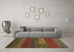 Machine Washable Abstract Brown Contemporary Rug in a Living Room,, wshcon2043brn