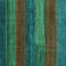 Square Machine Washable Abstract Turquoise Contemporary Area Rugs, wshcon2043turq