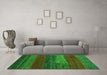 Machine Washable Abstract Green Contemporary Area Rugs in a Living Room,, wshcon2043grn