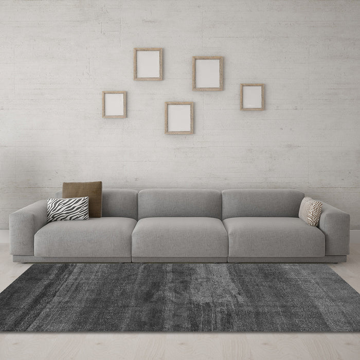 Machine Washable Abstract Gray Contemporary Rug in a Living Room,, wshcon2043gry